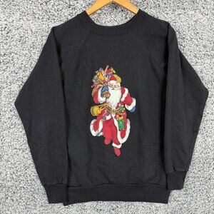 Vintage Christmas Sweater Adult Medium Santa Claus Sweatshirt Ugly Retro USA 90s